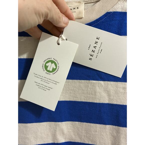 NWT Sezane Paris Emy Striped White Blue Cotton Dress Size XS - Picture 6 of 15